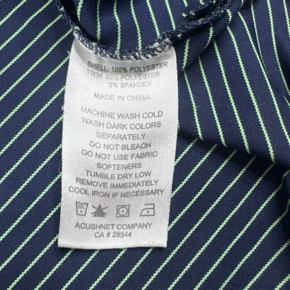 FootJoy Long Sleeve Polo Shirt Mens XL Navy Blue Striped Golf Top - Picture 6 of 10